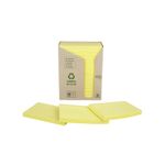 Post-it Recycled Notes 76x127mm 100 Sheets Cardboard Packaging Canary Yellow (Pack of 16) 655-1T