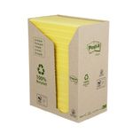 Post-it Recycled Notes 76x127mm 100 Sheets Cardboard Packaging Canary Yellow (Pack of 16) 655-1T