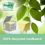 Post-it Recycled Notes 76x127mm 100 Sheets Cardboard Packaging Canary Yellow (Pack of 16) 655-1T