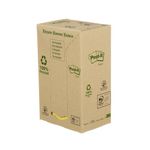 Post-it Recycled Notes 38x51mm 100 Sheets Cardboard Packaging Canary Yellow (Pack of 24) 653-1T