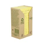 Post-it Recycled Notes 38x51mm 100 Sheets Cardboard Packaging Canary Yellow (Pack of 24) 653-1T