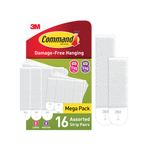 Command Picture Hanging Strips 8 Pairs Medium + 8 Pairs Large White (Pack of 16) 7100349289