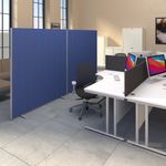 Floor standing fabric screen 1500mm high x 1600mm wide - blue