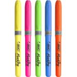 Bic Grip Highlighter Pen Chisel Tip 1.6-3.3mm Line Assorted Colours (Pack 5) - 824758