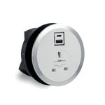 5 Star In Desk Power Module 1xUK Socket 1xUSB A+C PD 35W Charger 2m Lead White 20000017