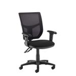 Altino mesh back PCB operator chair with adjustable arms - black