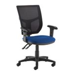 Altino mesh back PCB operator chair with adjustable arms - blue