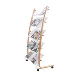 Alba Mobile Wide Literature Display 5x3 Compartments A4 Natural Frame White Compartments DD5GMW BC