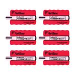 Artline Grooved Magentic Eraser Red with Artline Eco-Green Whiteboard Marker Black (Pack of 6) ERT-M