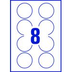Avery Removable Labels Round 63.5mm Diameter 8 Per Sheet Wht (Pack of 200) L4852REV-25