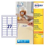 Avery Removable Labels 27 Per Sheet White (Pack of 675) L4737REV-25