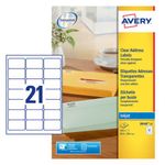 Avery Inkjet Address Labels 21 Per Sheet Clear (Pack of 525) J8560-25