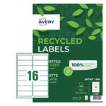 Avery Laser Labels Recycled 16 Per Sheet Wht (Pack of 1600) LR7162-100
