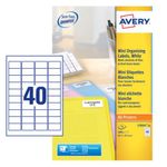 Avery Laser Mini Labels 45.7x25.4mm 40 Per Sheet White (Pack of 1000) L7654-25