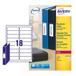 Avery Laser Ring Binder Label 100mmx30mm 18 Per Sheet White (Pack of 450) L7172-25
