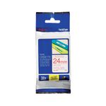 Brother P-Touch TZe Lam Tape Cassette 24mm x 8m Red on White Tape TZE252