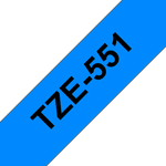 Brother P-Touch TZe Lam Tape Cassette 24mm x 8m Black on Blue Tape TZE551