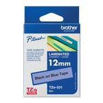 Brother P-Touch TZe Lam Tape Cassette 12mm x 8m Black on Blue Tape TZE531