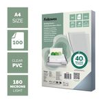 Fellowes Recycled A4 PVC Binding Covers Clear 180 Micron (Pack of 100) 5375901