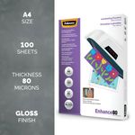 Fellowes Enhance80 Self Adhesive Laminating Pouch A4 160 Micron Total Gloss (Pack of 100) 53022