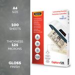 Fellowes Capture125 Laminating Pouch A4 250 Micron Total Thickness Gloss (Pack of 100) 5307401