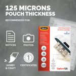 Fellowes Capture125 Laminating Pouch A4 250 Micron Total Thickness Gloss (Pack of 100) 5307401