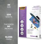 Fellowes SuperQuick Laminating Pouch A4 160 Micron Total Thickness Gloss (Pack of 100) 5440001