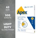 Fellowes Apex A3 Light Duty Laminating Pouches Clear (Pack of 100) 6001901