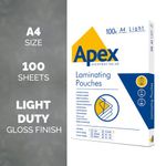Fellowes Apex A4 Light Duty Laminating Pouches Clear (Pack of 100) 6003201