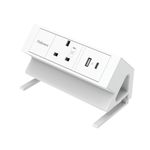 Fellowes Power Desk Type G UK/IE 1 Socket 1 USB-A + 1 USB-C Port White 100137171