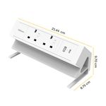 Fellowes Power Desk 2 Type G UK/IE 2 Sockets 1 USB-A + 1 USB-C Port White 100137181