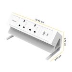 Fellowes Power Desk 2 Type G UK/IE 2 Sockets 1 USB-A + 1 USB-C Port White 100137181