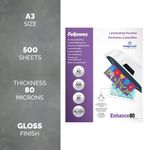 Fellowes Laminating Pouches 160 Micron Total Thickness Gloss A3 (Pack of 500) 100144239