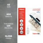 Fellowes Laminating Pouches 250 Micron Total Thickness Gloss A3 (Pack of 500) 100144250
