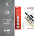 Fellowes Laminating Pouches 250 Micron Total Thickness Gloss A3 (Pack of 500) 100144250