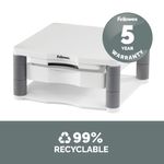 Fellowes Premium Monitor Stand Plus with Storage Drawer and Built In Copyholder White 9171302
