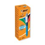 Bic 4 Colours Comfort Grip Retractable Ballpoint Pen (Pack of 12) 8871361