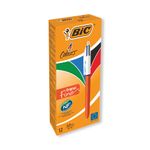 Bic 4 Colours Ballpoint Pen Orange Barrel Fine (Pack of 12) 982867