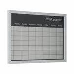 Bi-Office Magnetic Weekly Silver Finish Planner Grey Frame 60x40cm mm03108529