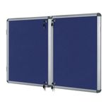 Bi-Office Enclore Display Case Blue Felt Acrylic Aluminium Frame 28xA4 VT780107150