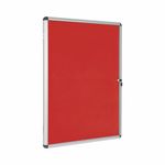 Bi-Office Enclore Display Case Red Felt Acrylic Aluminium Frame 9xA4 VT630105150