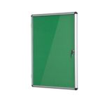 Bi-Office Enclore Display Case Green Felt Acrylic Aluminium Frame 9xA4 VT630102150