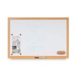 Earth Prime Magnetic Whiteboard 90x60cm Enamel Surf Oak MDF Frame CE06202318
