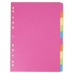 Elba 10-Part Manilla Bright Dividers 160gsm A4 Assorted 400008300