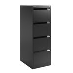Bisley 4 Drawer Filing Cabinet Lockable 470x622x1321mm Black BS4E BLACK