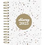 Collins Day To Page Diary Scandi Terrazzo Design A5 White E-PW51.WHTZ-25