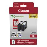 Canon PG-585XL/CL-586XL Ink Cartridges High Yield K/CMY + 4 x 6 in Photo Paper Value Pack 6204C005