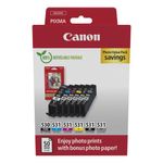 Canon PGI-530/CLI-531 Ink Cartridges PGBK/CMYK/GY + 4 x 6 in Photo Paper Value Pack 6117C004