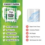 Cheeky Panda 3-Ply Toilet Tissue 200 Sheets Plastic Free (Pack of 48) PFTOILT48