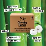 Cheeky Panda 2-Ply Maxi Jumbo Toilet Roll 300m (Pack of 6) PFMAXJRL6